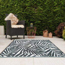 Jvl Lightweight Reversible Plastic Woven Outdoor Rug, 120X170Cm, Grey Leaves - thumbnail 8