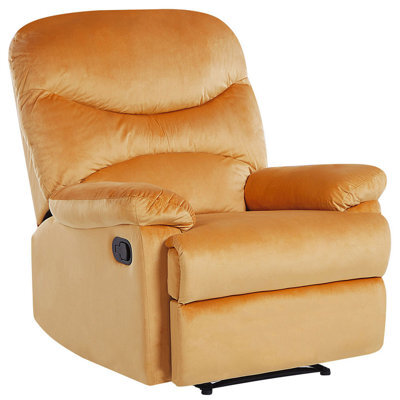 Beliani Recliner Chair Eslov Velvet Mustard - image 1