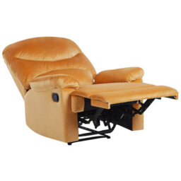 Beliani Recliner Chair Eslov Velvet Mustard - thumbnail 5