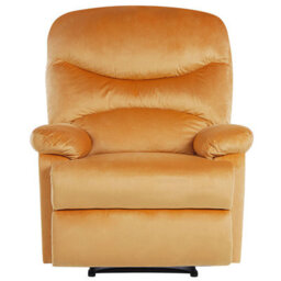 Beliani Recliner Chair Eslov Velvet Mustard - thumbnail 4