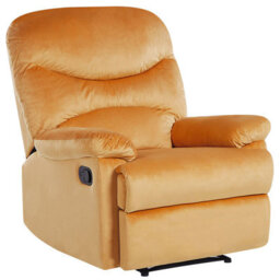 Beliani Recliner Chair Eslov Velvet Mustard