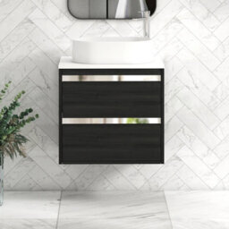 Royal Bathrooms Orion 600mm Hale Black Wall Hung Plain White Countertop Vanity Unit 2 Drawer With Peak Basin & Chrome Accent Trim - thumbnail 8