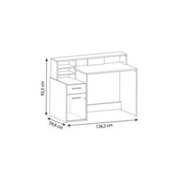 FurniComp LTD Furnicomp Nova 1 Door 1 Drawer Black And Oak Office Desk With Hutch - thumbnail 7