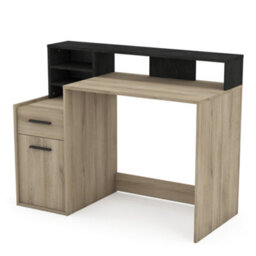 FurniComp LTD Furnicomp Nova 1 Door 1 Drawer Black And Oak Office Desk With Hutch - thumbnail 3
