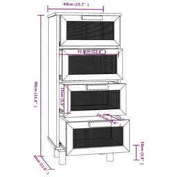 Vidaxl Sideboard Brown 40X30X90 Cm Solid Wood Pine And Natural Rattan - thumbnail 8