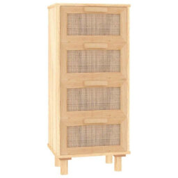 Vidaxl Sideboard Brown 40X30X90 Cm Solid Wood Pine And Natural Rattan - thumbnail 2