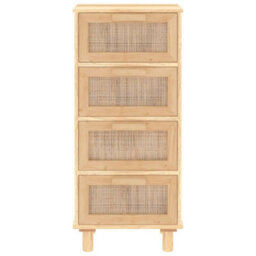 Vidaxl Sideboard Brown 40X30X90 Cm Solid Wood Pine And Natural Rattan - thumbnail 4