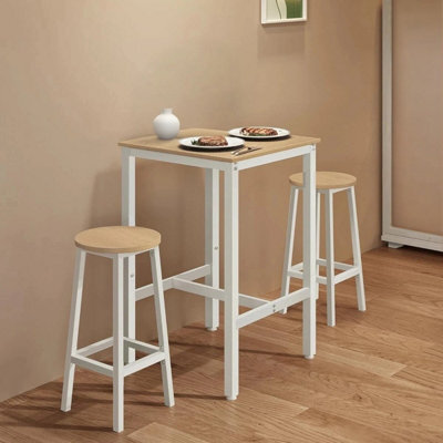 Songmics Vasagle High-Top Dining Table, Square Bar Counter, Robust Steel Construction, Simple Setup, Oak Beige And White - image 1