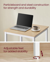 Songmics Vasagle High-Top Dining Table, Square Bar Counter, Robust Steel Construction, Simple Setup, Oak Beige And White - thumbnail 5