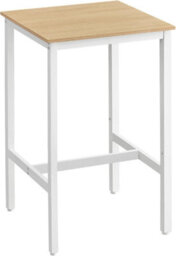 Songmics Vasagle High-Top Dining Table, Square Bar Counter, Robust Steel Construction, Simple Setup, Oak Beige And White - thumbnail 6