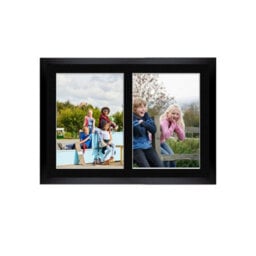 AK Frames 20X14 Black Sleek Multi Photo Frame With Black Mount - Holds 2 Apertures (2X) A4 Photos - thumbnail 1
