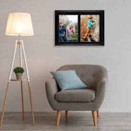 AK Frames 20X14 Black Sleek Multi Photo Frame With Black Mount - Holds 2 Apertures (2X) A4 Photos - thumbnail 3