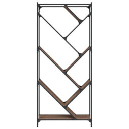 Berkfield Durable Bookcase Brown Oak 79X30X180 Cm Engineered Wood And Metal - thumbnail 5