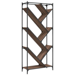Berkfield Durable Bookcase Brown Oak 79X30X180 Cm Engineered Wood And Metal