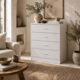 Wyld Haus Ziroma 4-Drawer White Chest Of Drawers With Silver Handles, Compact 60W X 40D X 69H Cm - thumbnail 1