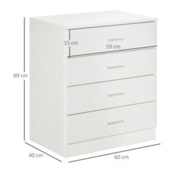 Wyld Haus Ziroma 4-Drawer White Chest Of Drawers With Silver Handles, Compact 60W X 40D X 69H Cm - thumbnail 4