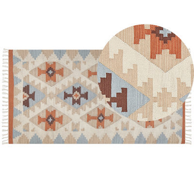 Beliani Rug Dilijan Multicolour 80 X 150 Cm Cotton Kilim - image 1