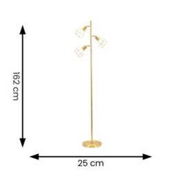 Valuelights Angus Brushed Gold Metal Geometric Basket Shade Floor Lamp - thumbnail 6