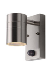 Lucide Arne-Led Modern Wall Spotlight Outdoor, Pir Sensor 6,3Cm - Led - Gu10 - 1X5W 2700K - Ip44 - Satin Chrome