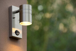 Lucide Arne-Led Modern Wall Spotlight Outdoor, Pir Sensor 6,3Cm - Led - Gu10 - 1X5W 2700K - Ip44 - Satin Chrome - thumbnail 4