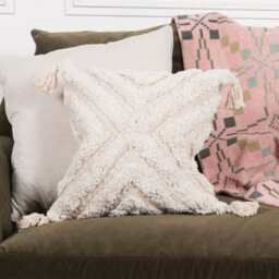Ines Boho 45Cm Natural Cotton Cushion Cover With Tassels