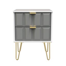 Cube Ready Assembled Matt Dark Grey & White No Effect 2 Drawer Wide Bedside Chest (H)505mm (W)395mm (D)415mm - thumbnail 2