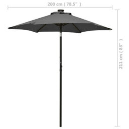 Walplus Garden Parasol With Led Lights Anthracite 200X211 Cm Aluminium - thumbnail 9