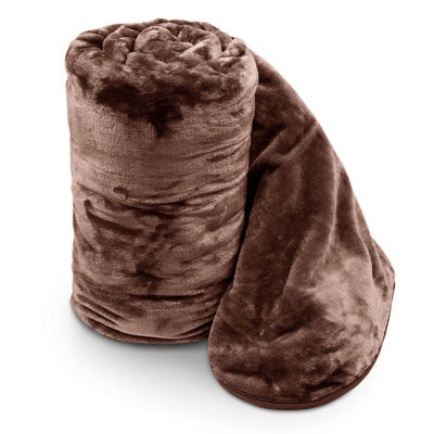 Ameha Fleece Plain Blanket, Lightweight & Reversible Throw For Travel, Bed & Sofa Blanket, Coffee Single 130X150Cm - image 1