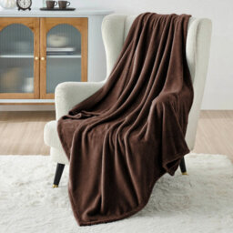 Ameha Fleece Plain Blanket, Lightweight & Reversible Throw For Travel, Bed & Sofa Blanket, Coffee Single 130X150Cm - thumbnail 9