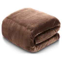 Ameha Fleece Plain Blanket, Lightweight & Reversible Throw For Travel, Bed & Sofa Blanket, Coffee Single 130X150Cm - thumbnail 4