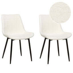 Beliani Set Of 2 Dining Chairs Avilla Boucle White - thumbnail 1