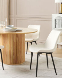Beliani Set Of 2 Dining Chairs Avilla Boucle White - thumbnail 2