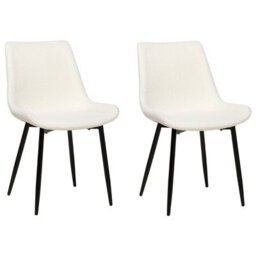 Beliani Set Of 2 Dining Chairs Avilla Boucle White - thumbnail 4