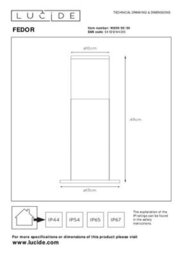 Lucide Fedor 495 Outdoor Bollard Light Black 495 mm - thumbnail 7