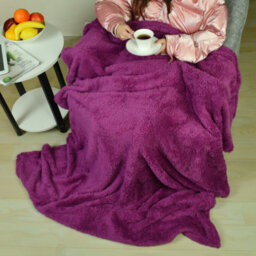 Ehc Teddy Fleece Super Soft Warm Fluffy Throw Thermal Sofa Blanket 130 X 170Cm - Purple - thumbnail 5