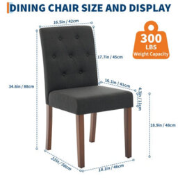 London Boutique Set Of 2 Linen Fabric Dining Chairs (W)46Cm (D)56Cm (H)88Cm - Black - thumbnail 2