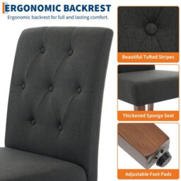 London Boutique Set Of 2 Linen Fabric Dining Chairs (W)46Cm (D)56Cm (H)88Cm - Black - thumbnail 3