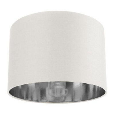 Happy Homewares Contemporary White Cotton 12 Table/pendant Lamp Shade With Shiny Silver Inner - image 1