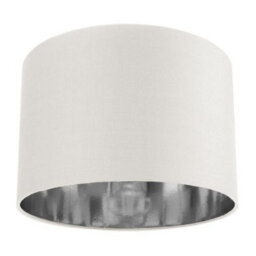 Happy Homewares Contemporary White Cotton 12 Table/pendant Lamp Shade With Shiny Silver Inner