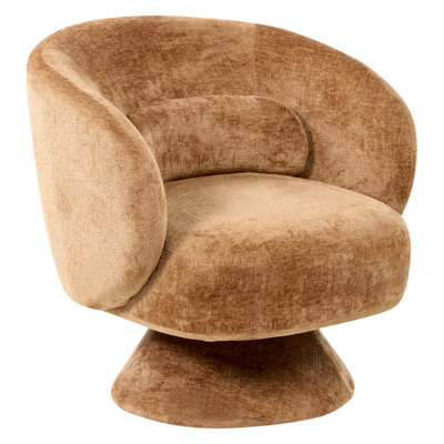 Beliani Swivel Armchair Lieksa Chenille Golden Brown - image 1