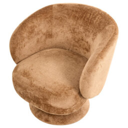 Beliani Swivel Armchair Lieksa Chenille Golden Brown - thumbnail 6