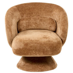 Beliani Swivel Armchair Lieksa Chenille Golden Brown - thumbnail 4