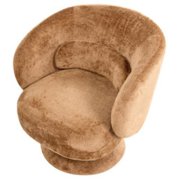 Beliani Swivel Armchair Lieksa Chenille Golden Brown - thumbnail 5