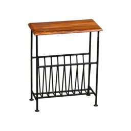 Buttercup Farm Ganga Iron Magazine Rack - Sheesham Wood - L20 X W50 X H40 Cm - Honey Dark Finish - thumbnail 3