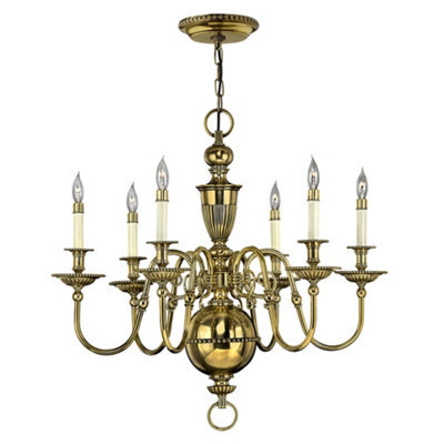Luminosa Lighting Elstead Cambridge 6 Light Chandelier Polished Brass Finish, E14 - image 1