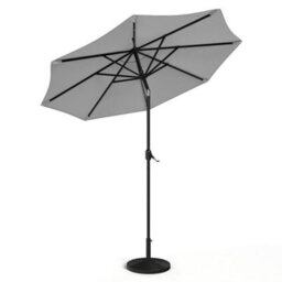 Living And Home 3M Large Garden Solar 24 Led Lights Parasol Outdoor Patio Umbrella Sun Shade Crank Tilt With Round Base, Light Grey - thumbnail 5