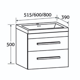 Plum&clay Novela Dark Wood Wall Hung Vanity Unit With Ceramic Basin (W)515mm - thumbnail 4