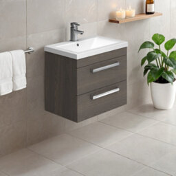 Plum&clay Novela Dark Wood Wall Hung Vanity Unit With Ceramic Basin (W)515mm - thumbnail 3