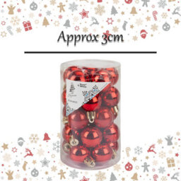 Christmas Bauble Decoration Hanging Tree Ornament X 25 3Cm Red - thumbnail 2