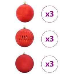 Vidaxl Christmas Bauble Set Xl 9 Pcs Red Plastic - thumbnail 2